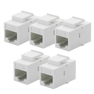 5Pcs Socket Adapter Port Per Set CAT6 RJ45 Jack Female Coupl