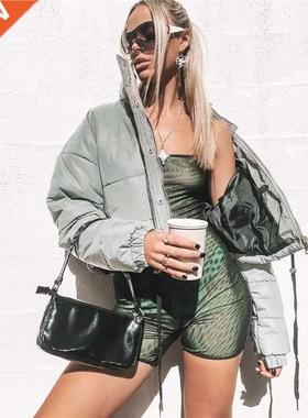 跨境短款加厚棉衣Reflective short style padded lady's coat