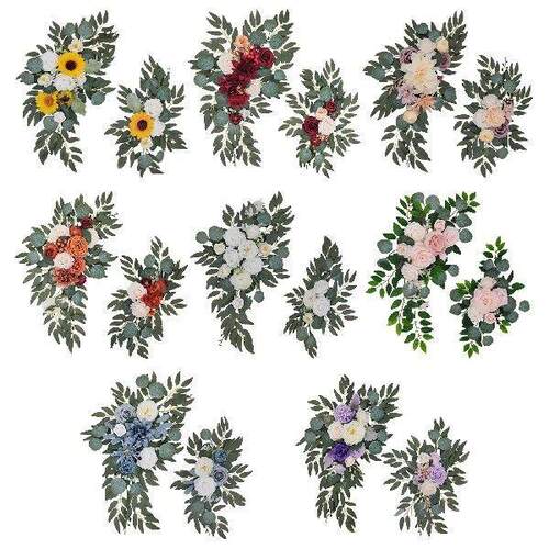 2 Pieces Wedding Arch Flowers Sunflowers Rustic for