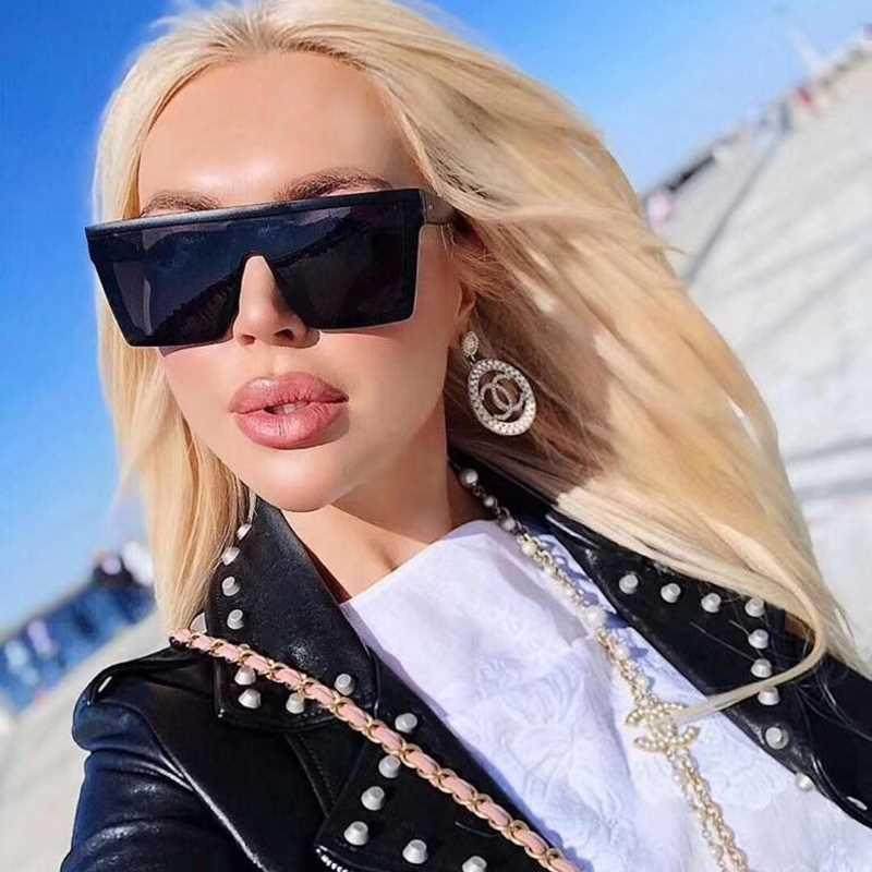 Luxury Black Oversized Square Sunglasses Woman Fashion Vinta图片