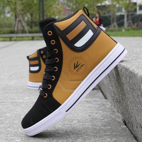 Mens Round Toe High  Sneakers Casual Vulcanize Shoes Lace