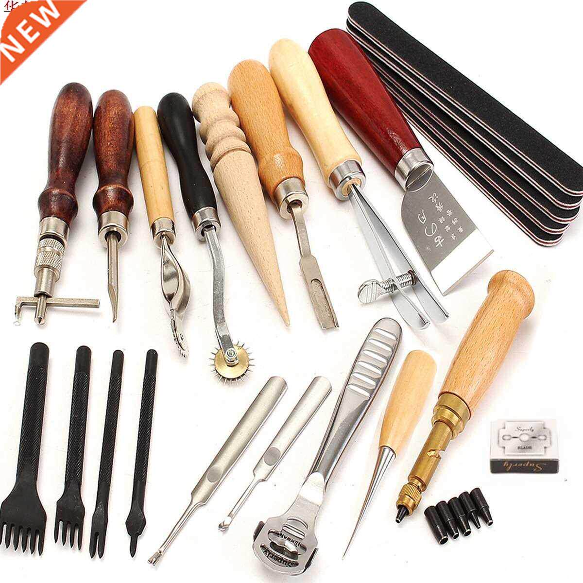 18Pcs Leather Craft Punch Tools Kit Hand Sewing Tool Stitchi