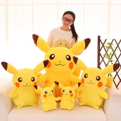 10-65cm Smile Pikachu Animal Dolls Plush Toys, Kawaii Cartoo