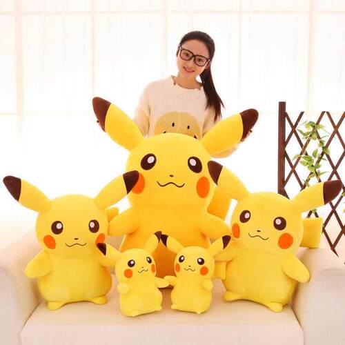 10-65cm Smile Pikachu Animal Dolls Plush Toys, Kawaii Cartoo
