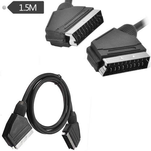 Scart Cable 21 pins connected Black Lead Gold Connectors 1.5