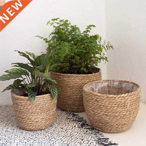 Straw Weaving Flower Plant Basket Grass Planter Basket Indoo