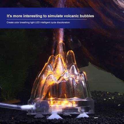 Fish Tank Underwater LED Lamp Volcano Shape Oxygen Pump