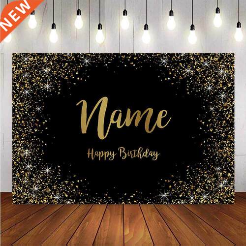 Gold glitter happy birthday party custom background for phot