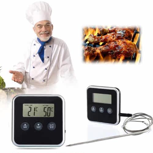 Instant Read Thermometer with Probe and Timer Temperature Ga