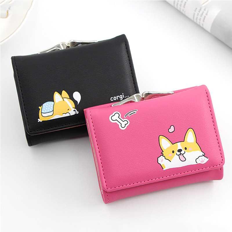 New Women Small Wallets Cartera Mujer Cute Corgi Doge Design