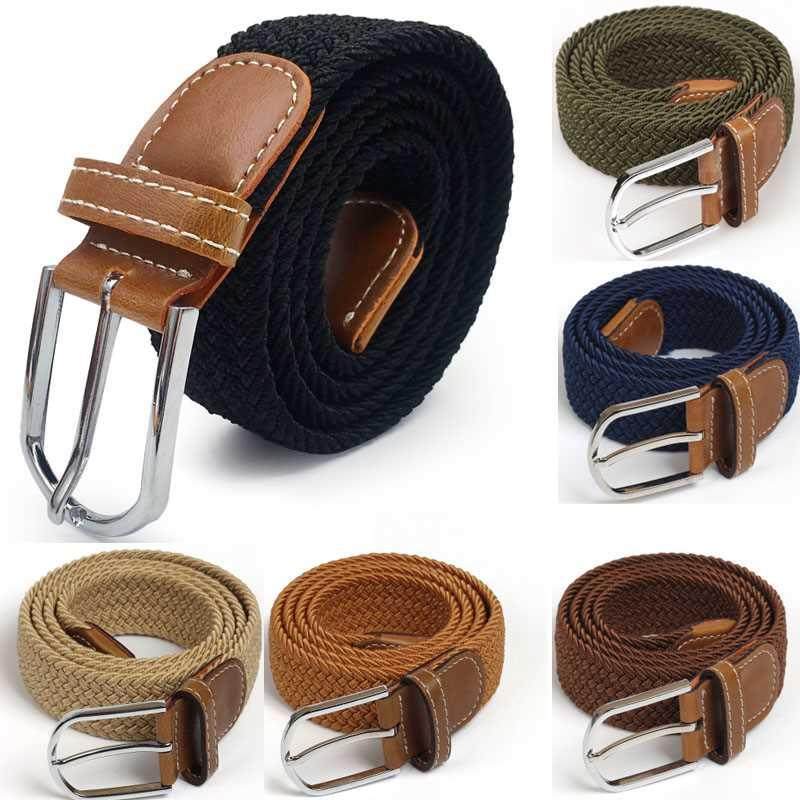 men elastic sretch waist belt black sretch braided elastic