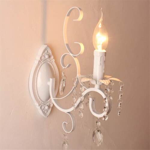 Retro Loft wall lamp white black iron crystal deco wall ligh
