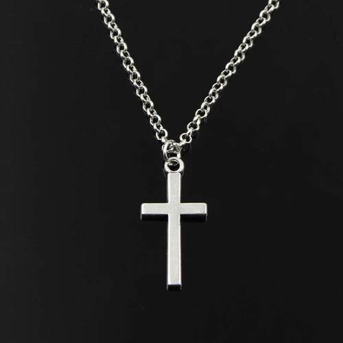 Simple Classic Fashion Double Sided Cross Antique Silver Col