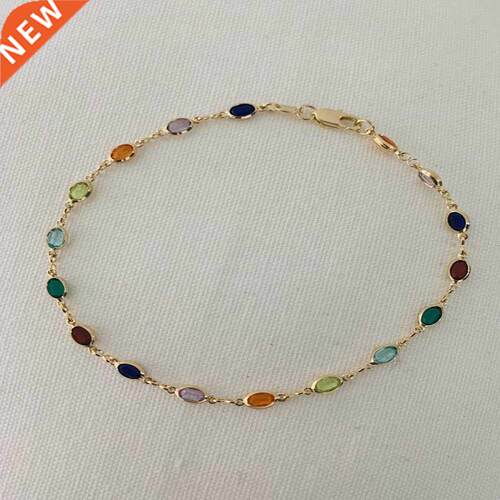 Rainbow Color Crystal Anklets Bracelets for Women Ethnic Sty