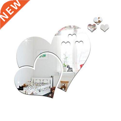 Heart-sd 3D Mrror Wall Stcker 4PCS  TV Background