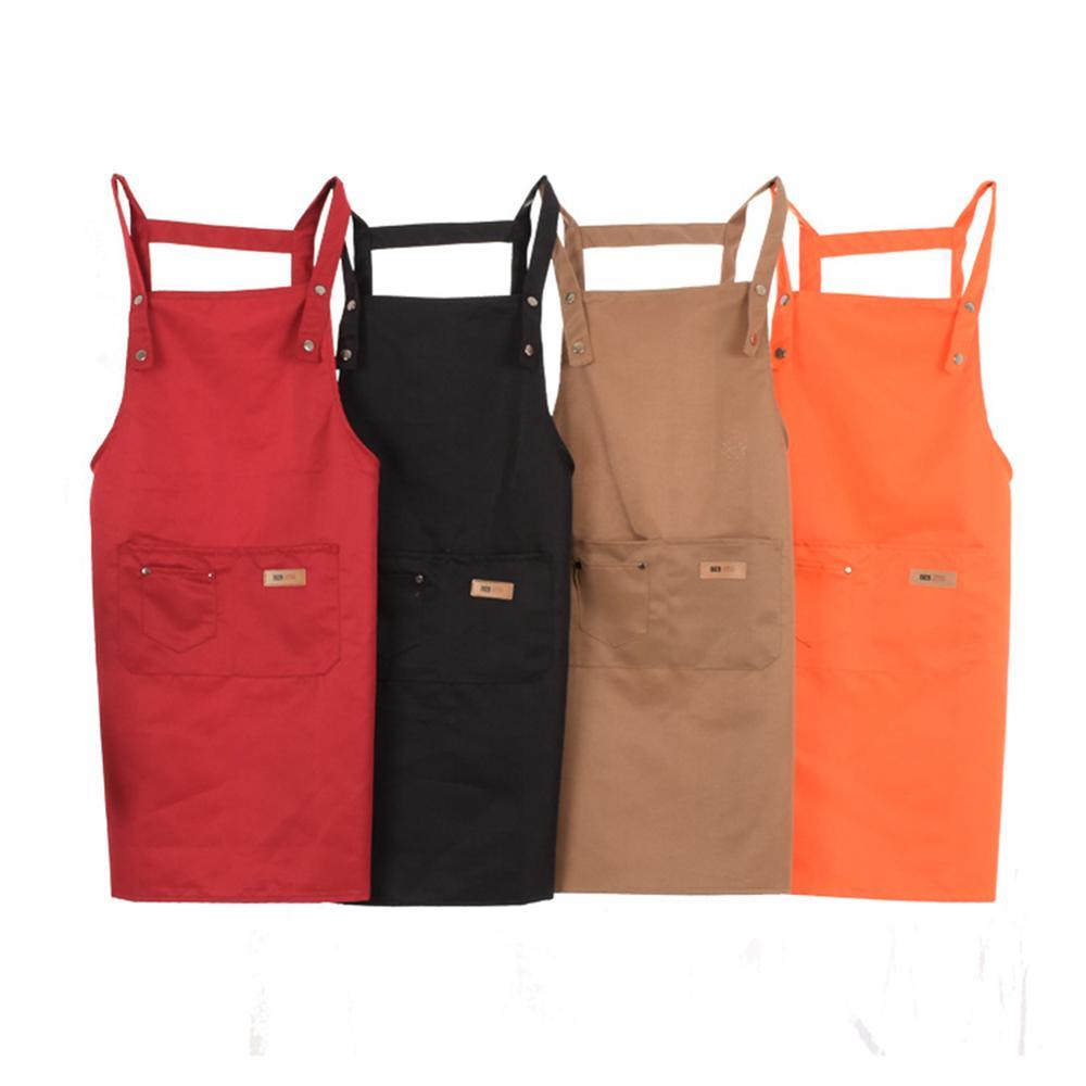 Pure Color Cooking Kitchen Apron For Woman Men Chef Waiter