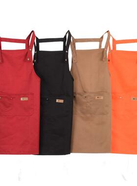 Pure Color Cooking Kitchen Apron For Woman Men Chef Waiter