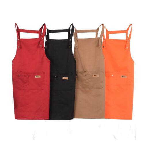 Pure Color Cooking Kitchen Apron For Woman Men Chef Waiter
