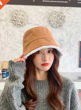 2021 Fashion Warm Bucket Hat Winter Women Faux Fur Fisherman