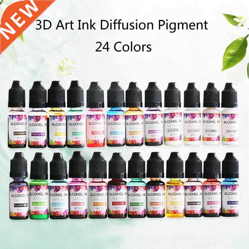 24 Colors 10ML Art Ink Alcohol Resin Pigt Kit Liquid Resin C