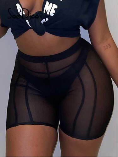 Soefdioo Sexy Shorts Mesh Workout Shorts for Women Clothes 2