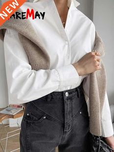 White Women's Oversize Shirt Cotton 100% Blouse 2022 Elegnt