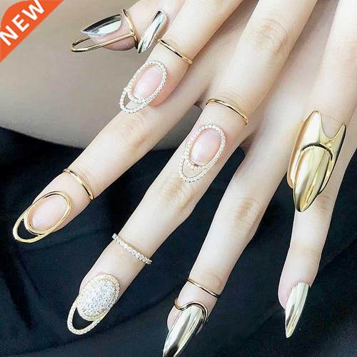 New Gothic Metal Line Thin Nail Rings for Women Daily Finger
