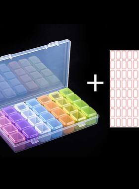 28 Grids Plastic Storage Box and Sticker for Jewelry Button