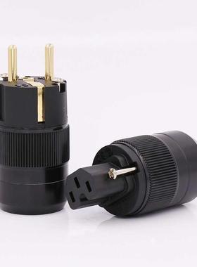 Unprint High End 24K Gold Plated Schuko AC power plug+IEC po