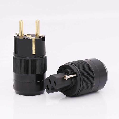 Unprint High End 24K Gold Plated Schuko AC power plug+IEC po