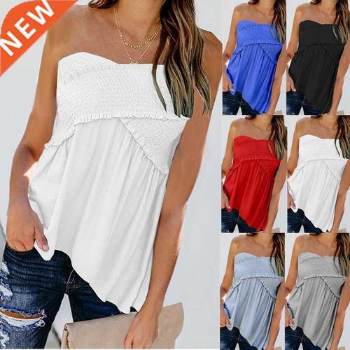 Summer Women Blouses Shirts Boob Tube Blouse Ladies Fashion