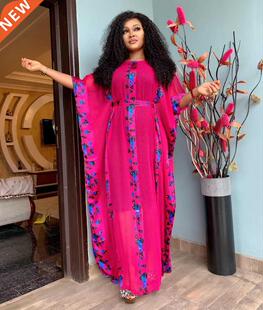 2021 New Africa Plussize chiffon ironed diamond dress非洲裙