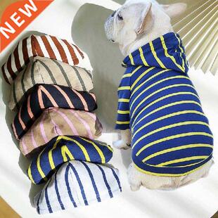 New Fashion Striped Dog Clothes With Hat Spring Summer Dogs