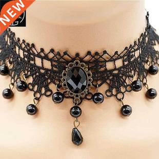 clavicle lace necklace acrylic gem Halloween with court acce