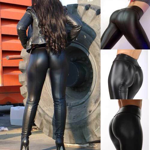 women stretch pants plus size sweatpants Wet Look Butt Lift