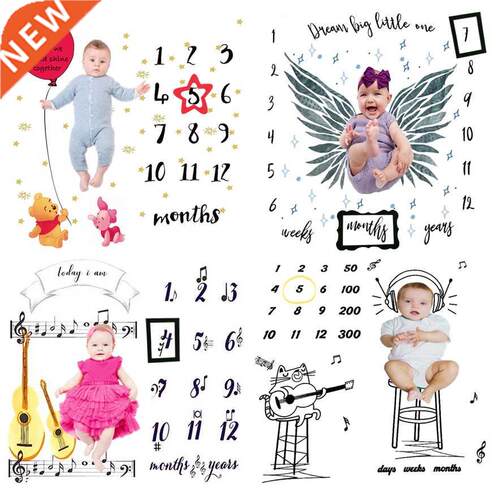 0-12 Month New Baby Monthly Milestone Blanket Stickers Frame