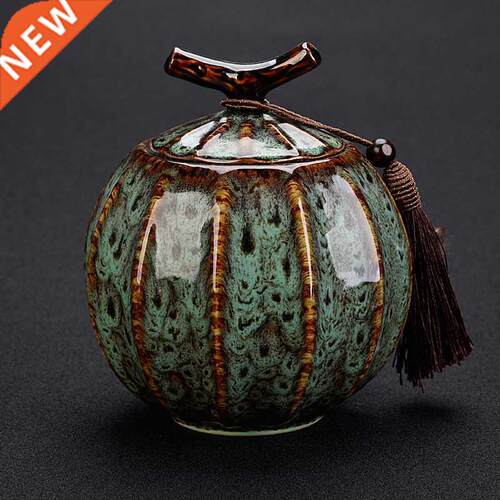 Pumpkin Style Tea Jar Ceramic Tea Barrel Black Tea Sealed