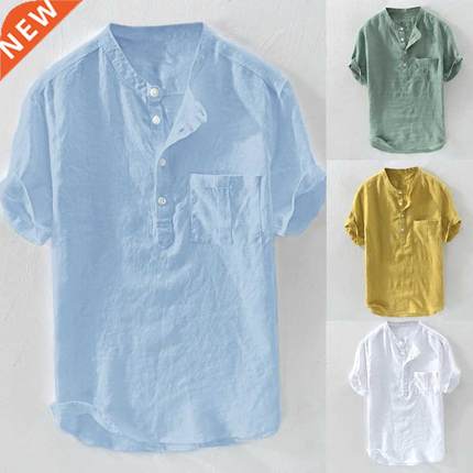 Men's Summer New Pure Button Short Sleeves Gentleman Fashion