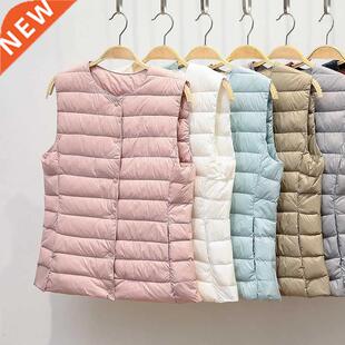 Ultralight Down Vest Women 2021 New Single-breasted Sleevele