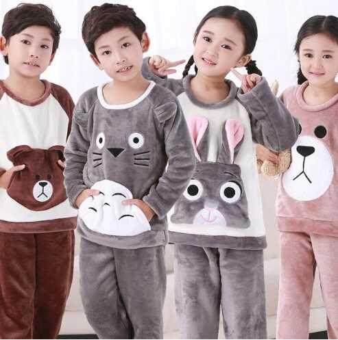 Children Totoro/Be/Rit Cute Flannel Girl/Boy Pajama Sui