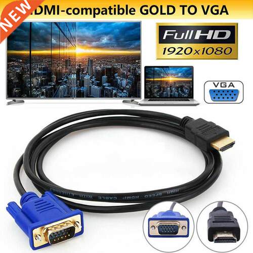 1.8M/6FT Gold HDMI-compatible Male To VGA Male 15 Pin Video