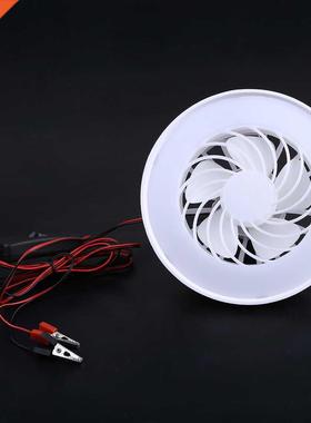 12V Ceiling Fan with LED Lamp Hanging Camping Tent Fan for O