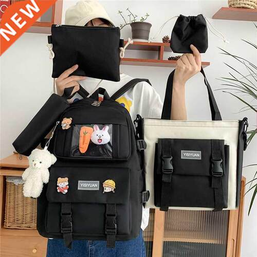 5Pcs Women Laptop Backpack School Bags for Teenage Girls Bo