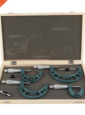 4pcs 0-100mm Outside Micrometers Thickness Gauge Measuring C