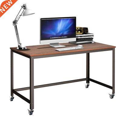 Costway Rolling Computer Desk Metal Frame PC Laptop Table