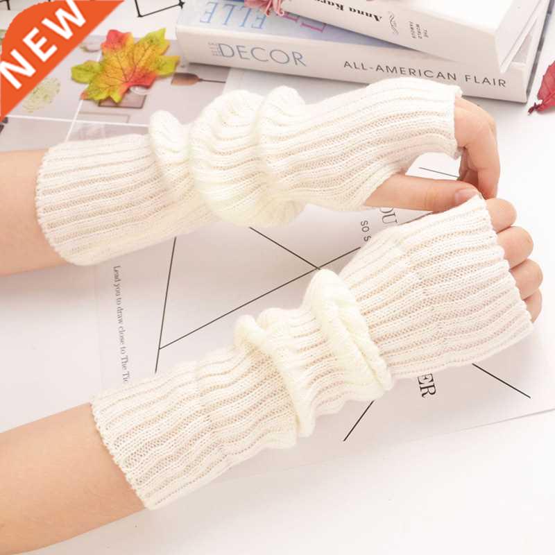 New Women Fingerless Gloves Arm Warmers Goth Knitted Kawaii