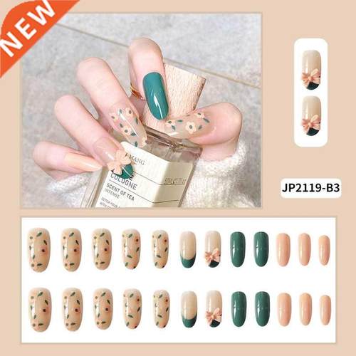 UV Gel Cover False Nails Gold Glit Nude Ladi's Press On Fing