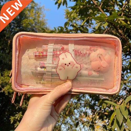Cute Transparent Pen Bag Large Capacity Pencil Case Storage