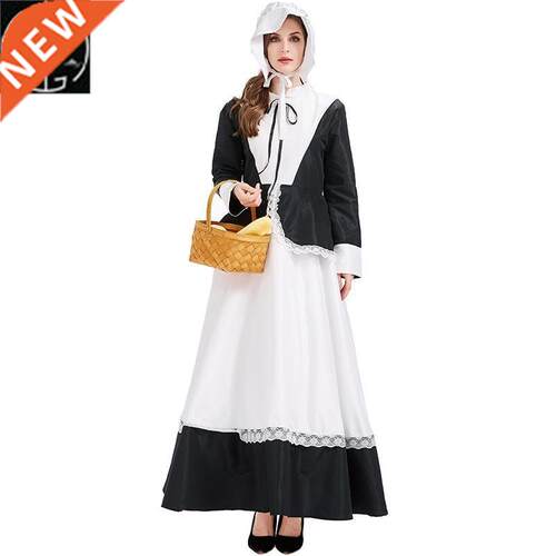 Halloween Carnival Maid Manor Servant Black and White Stage