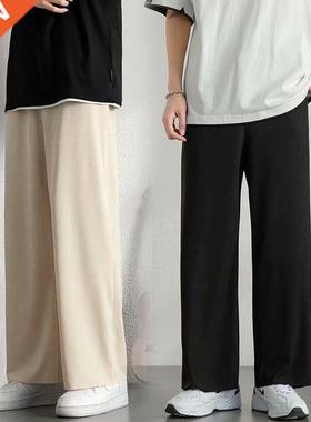 Summer Ice Silk Pants Men's Fashion Khaki Black Casual Pants